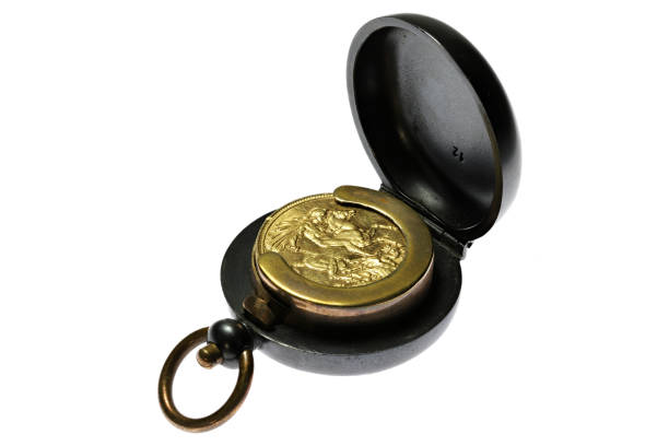 moneda de oro soberana completa británica - dragon one pound coin british currency british pounds fotografías e imágenes de stock