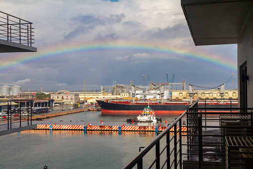 Rainbow at Veracruz Port in the morning