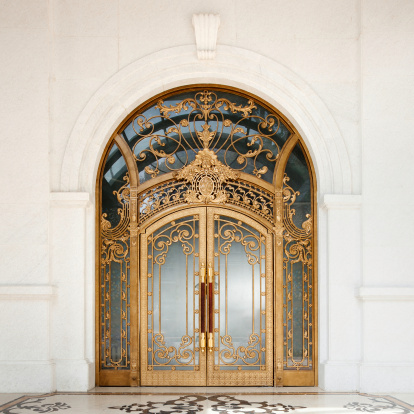 Grand french colonial art nouveau style door.