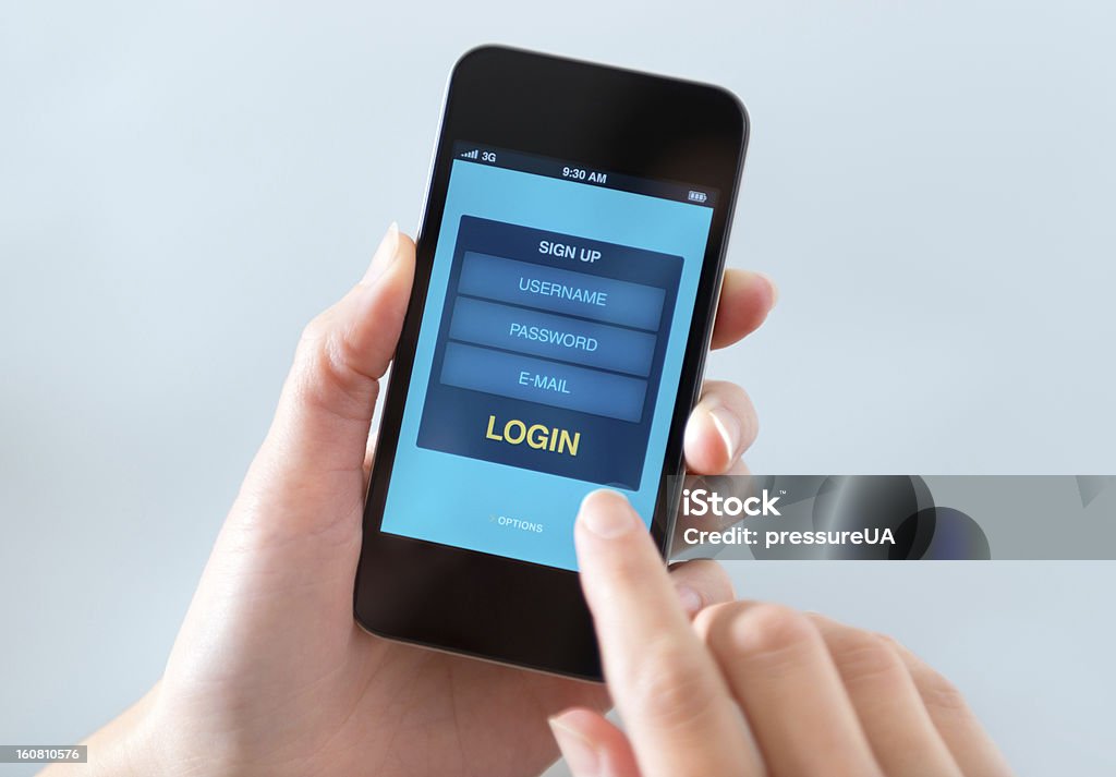 Okno formularza logowania na telefon komórkowy - Zbiór zdjęć royalty-free (Aplikacja mobilna)
