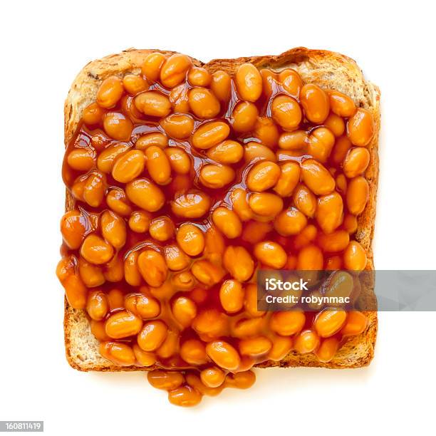 Baked Beans On Toast Isolated Stock Photo - Download Image Now - Baked Beans, Toasted Bread, Bean