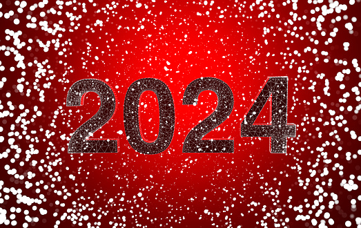 2024 Text with Snowy Background