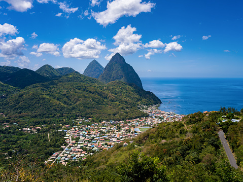 Soufriere Bay and Pitons, St. Lucia