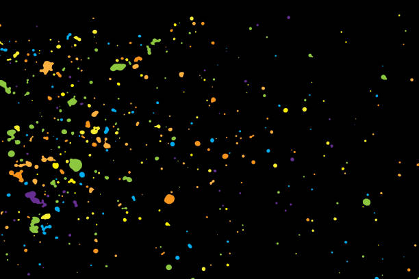 istock Abstract color splash illustration on black background. Colorful confetti on dark background. Calligraphy ink drop on paper random pattern background in color. 1608142827
