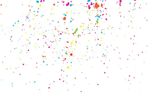 Vector illustration of Colorful confetti isolated on white background. Abstract white background with many splattered paint. Ink drops. Vector.