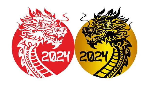 Vector illustration of 2024 dragon year symbol