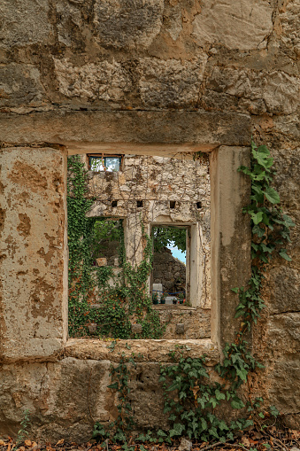 Old village of stone houses destroyed by the earthquake in Drvenik Biokovo mountain