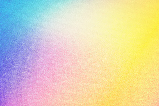 Light blue purple violet pink peach beige nude white yellow lemon abstract background. Color gradient ombre blur. Rough grain noise.Rainbow iridescent spectrum ethereal pastel soft fun.Design.Template.