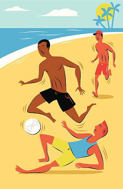 ilustrações de stock, clip art, desenhos animados e ícones de futebol de praia - beach football