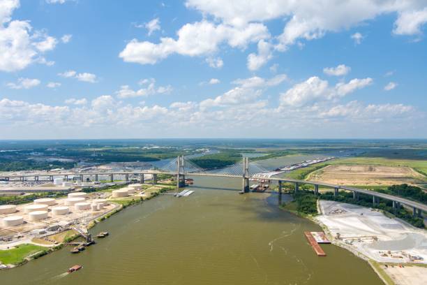 istock Aerial view of the Cochrane bridge on the Mobile River 1608210821