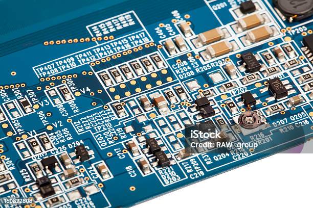 Portatile Scheda Madre Con I Dettagli - Fotografie stock e altre immagini di Attrezzatura - Attrezzatura, Blu, Chip del computer