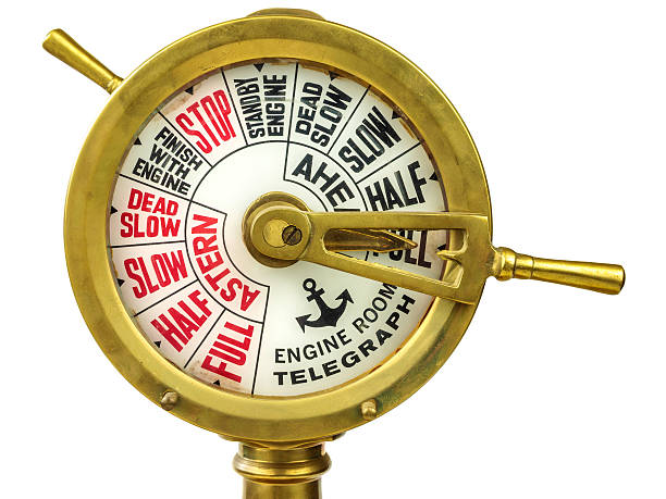 istock Antique nineteenth century engine room telegraph in gold 160823947