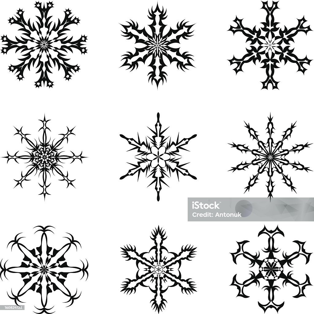 Conjunto de flocos de neve - Royalty-free Estilo Gótico arte vetorial