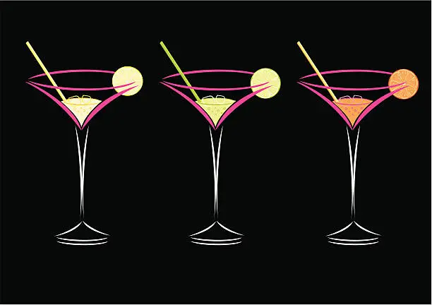 Vector illustration of Illustration of three cocktails