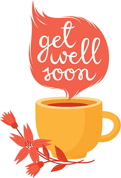 illustrazioni stock, clip art, cartoni animati e icone di tendenza di avere ben presto - get well card single flower heat recovery