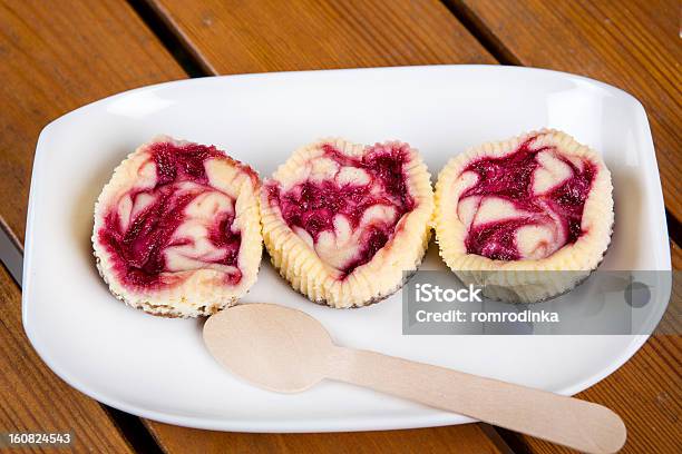 Mini Raspberry Cheesecakes In Muffin Forms Stock Photo - Download Image Now - Cheesecake, Muffin, Raspberry