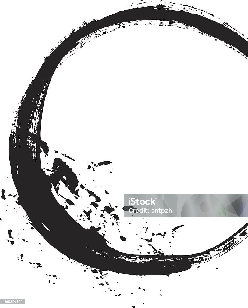 Coup de pinceau noir sous la forme d'un cercle. - clipart vectoriel de Effet de texture libre de droits