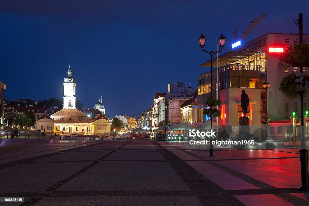 Bialystok at night The Main Market Square with fountain at night in Bialystok, Poland. Ancient Stock Photo