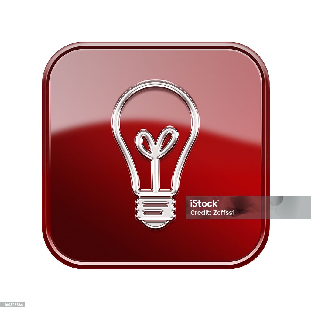 Glühbirne Symbol glänzenden roten, isoliert auf weißem Hintergrund - Lizenzfrei Fotografie Stock-Illustration