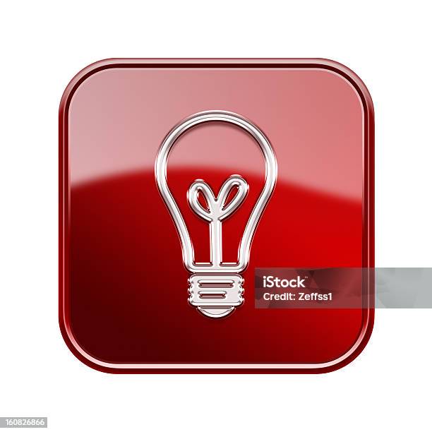 Glühbirne Symbol Glänzenden Roten Isoliert Auf Weißem Hintergrund Stock Vektor Art und mehr Bilder von Fotografie