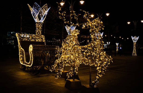 istock Christmas street decorations at night 1608271443
