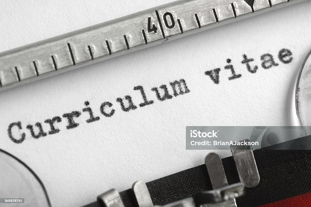 Curriculum vitae written on typewriter Curriculum vitae written on an old typewriter concept for job search Ancient Stock Photo