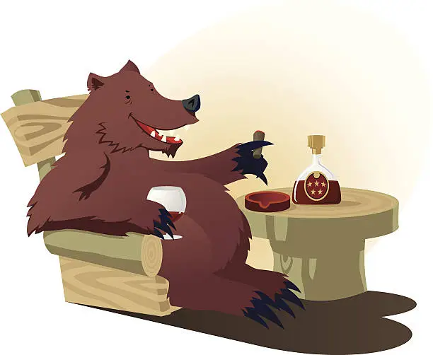 Vector illustration of Bear have some rest