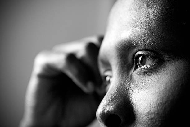 Portrait of an African man, Chad, black and white.