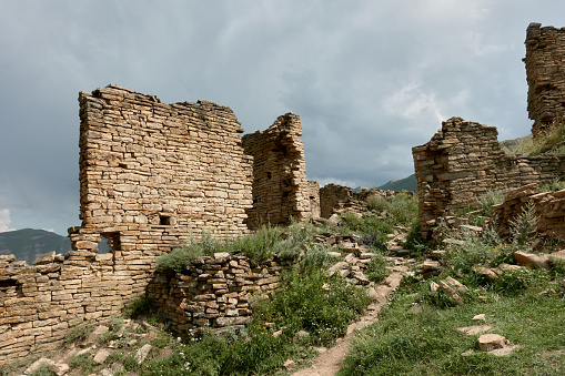 Panoramic view of the ancient Old Goor village, Dagestan, Russia.