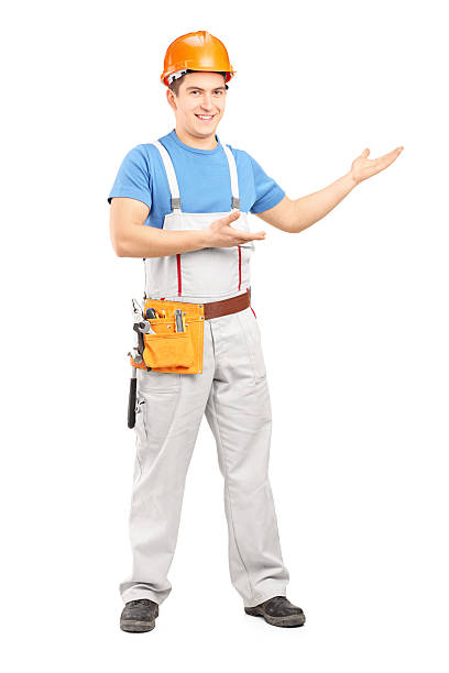 istock Manual worker with tool belt and helmet 160839411