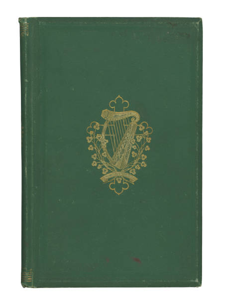 istock Antique Green Hardcover Book with Celtic Harp Design 1608400710