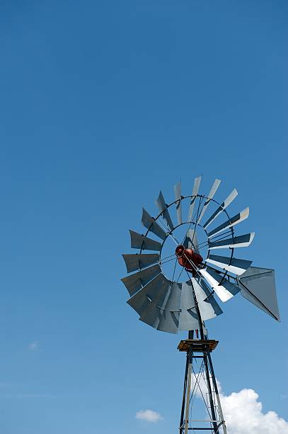 Borehole windmill, West Texas, US stock photo