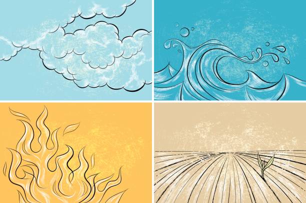 Drawing Of The Element Symbols Earth Air Fire Water Illustrations,  Royalty-Free Vector Graphics & Clip Art - iStock