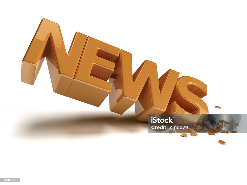 News Orange Written reflective orange news, the angle of the writing is broken Advice Stock Photo