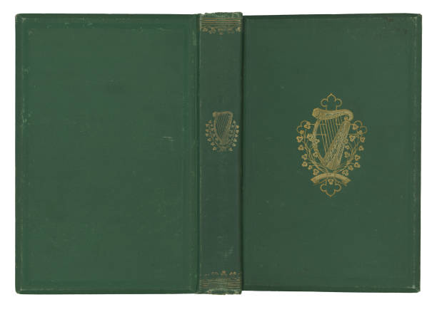 Antique Green Hardcover Book with Celtic Harp Design