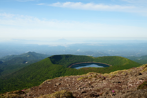 Onami Pond seen from the cliff of Mt. Karakunidake