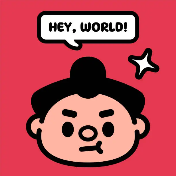 Vector illustration of Adorable character design of Sumo wrestler