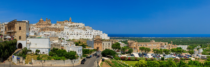 Ostuni Panoramic view, high resolution Pano composite image, Puglia