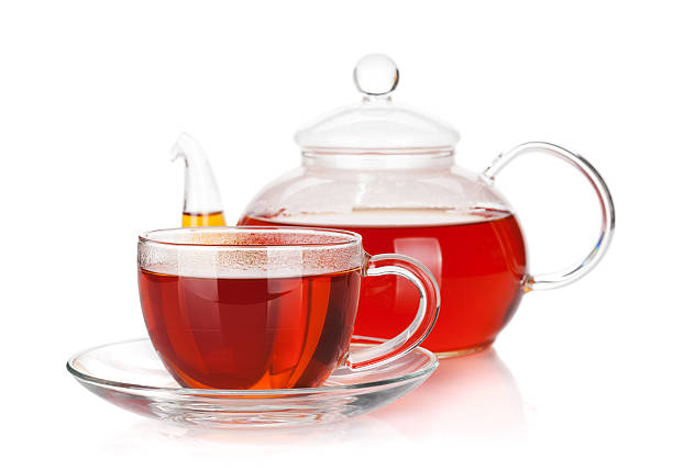 istock Glass cup and teapot of black tea 160857088