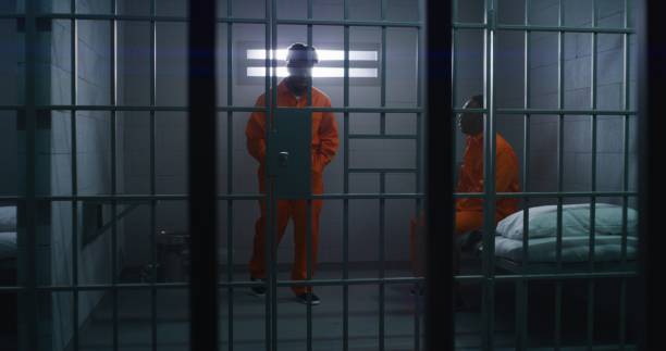istock Two African American prisoners talk in cell 1608590042
