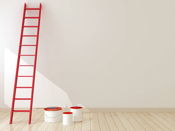 istock Red ladder against the wall 160859600