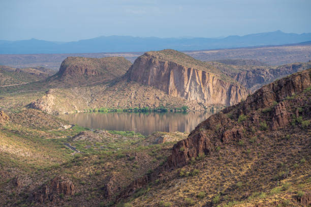 Canyon Lake illuminated by morning light in superstition wilderness