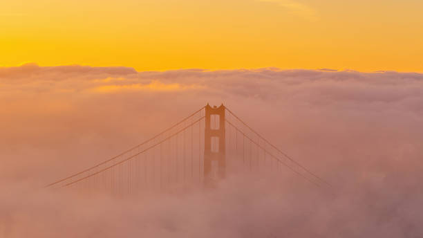istock Golden Gate Bridge with low fog in USA 1608618393