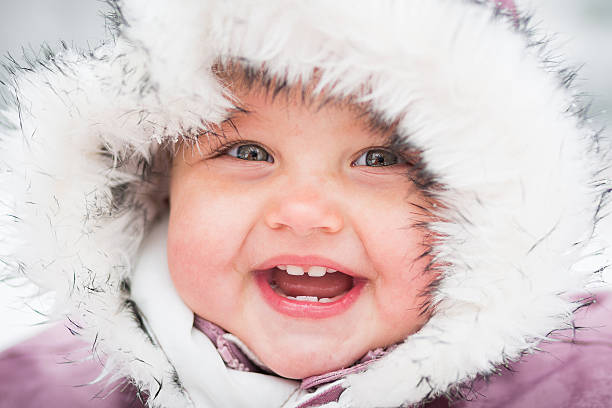 istock Happy baby on the winter background 160863702