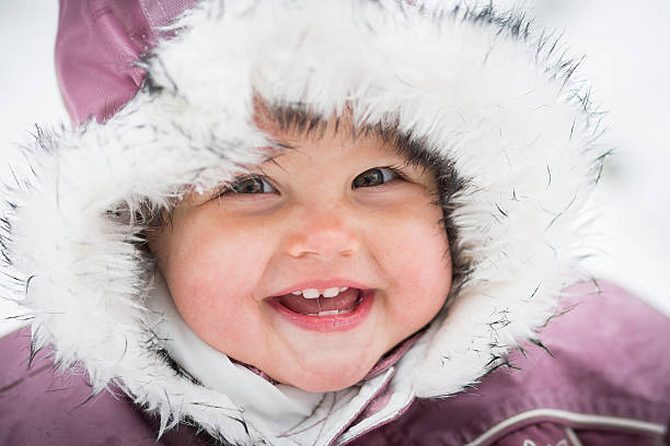 istock Happy baby on the winter background 160863738