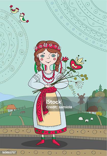 Ilustración de Ilustración De Una Chica Ucraniana y más Vectores Libres de Derechos de Aldea - Aldea, Cultura ucraniana, Culturas