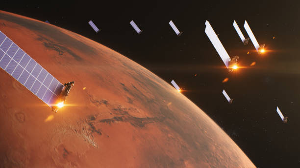 istock 3D graphics of solar cell and panels orbiting Mars planet 1608666863