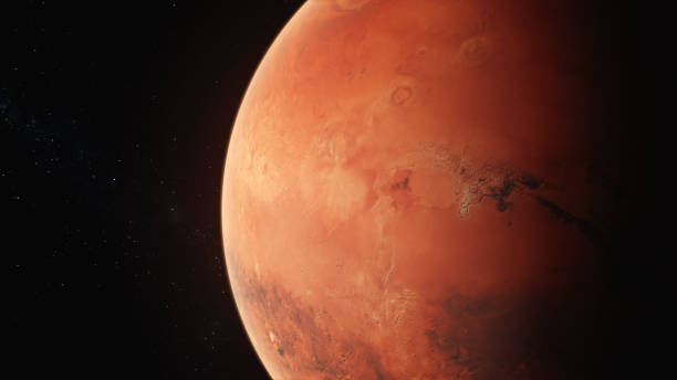 istock Realistic 3D animation of Mars rotating in dark outer space 1608671763
