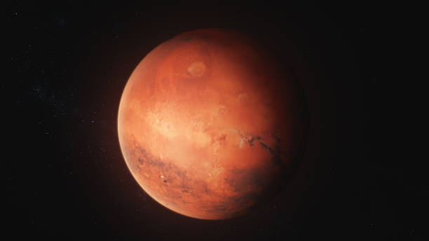 istock Realistic 3D animation of Mars rotating in dark outer space 1608672845