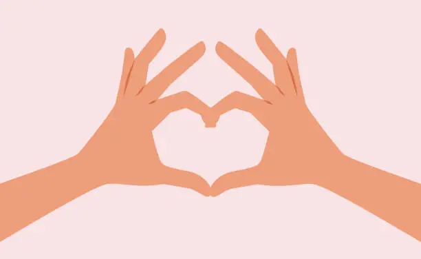 Vector illustration of Hands Making Heart Gesture Vector Cartoon Drawing Illustration